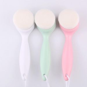 Two-color fashion portable long handle wash pores shrink brush hand cleaning brush face cleaning brush beauty tools