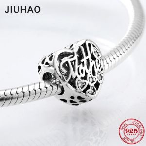True Store just stuff Hot Openwork 925 Sterling Silver Letter Mother Charm Beads Fit Original Pandora Charms Bracelet Jewelry making Mother's Day gift